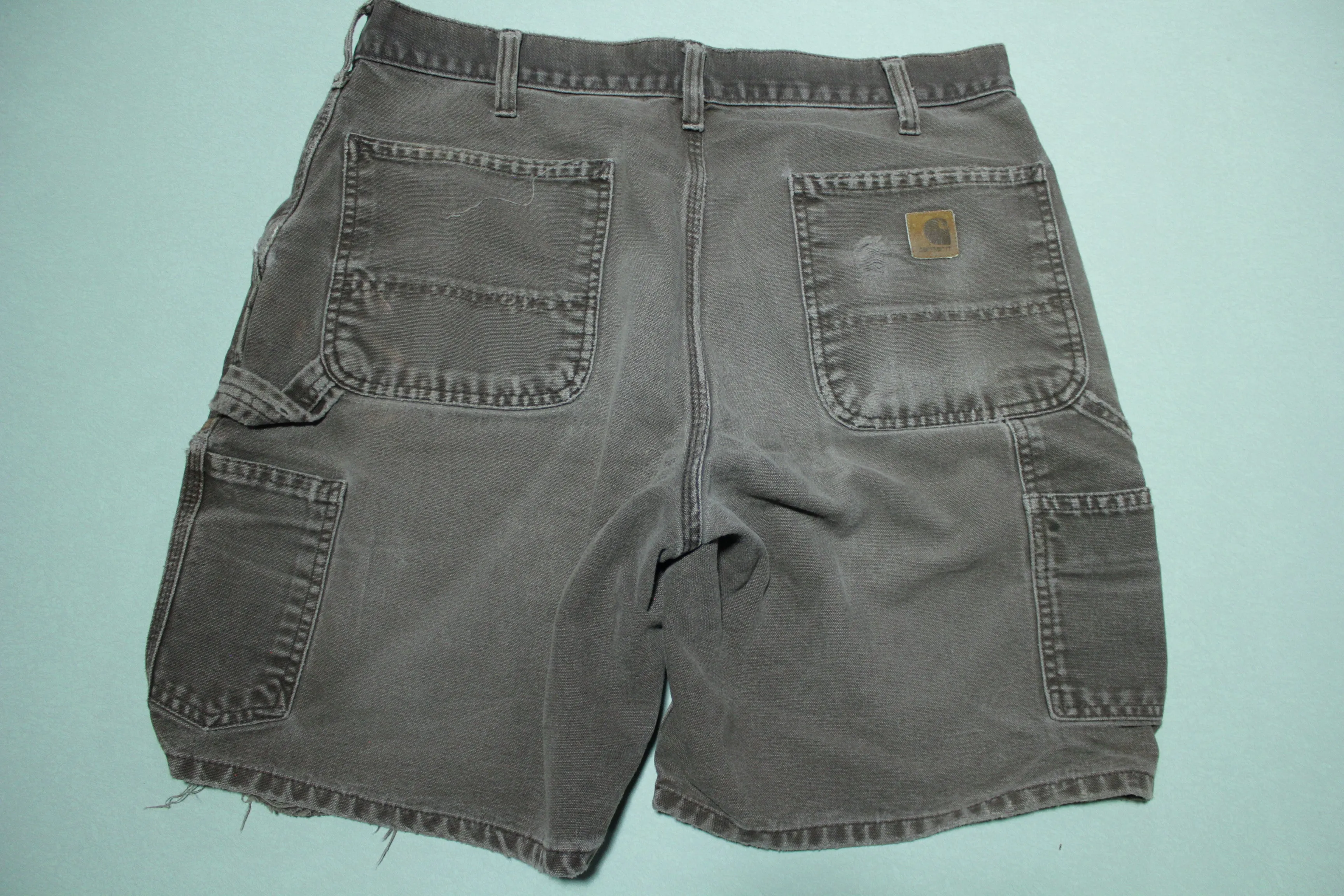 Carhartt Gray Construction Pocket Distressed Stain Carpenter Shorts