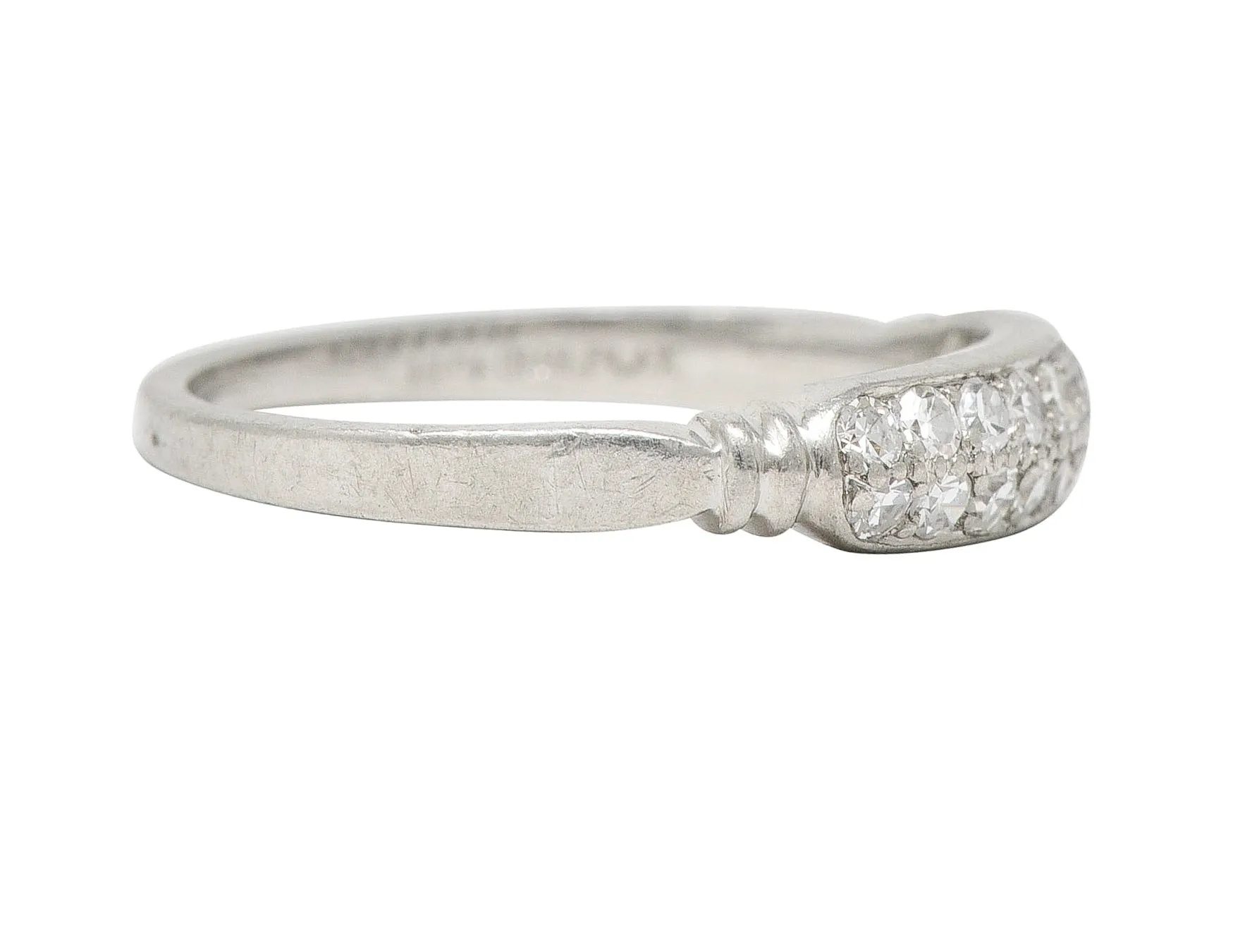 Cartier Art Deco 0.45 CTW Diamond Platinum Double Row Vintage Stacking Wedding Vintage Band Ring