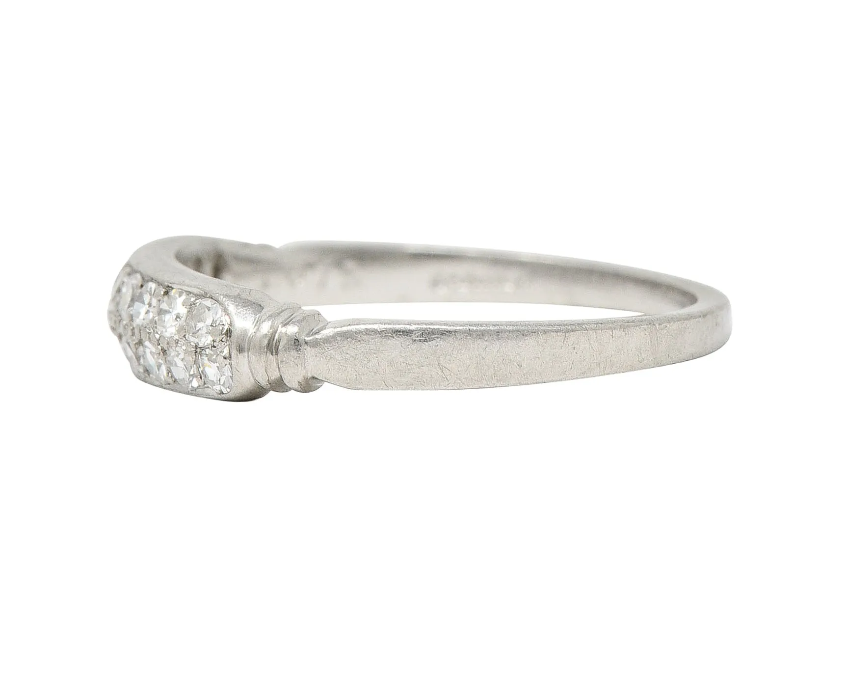 Cartier Art Deco 0.45 CTW Diamond Platinum Double Row Vintage Stacking Wedding Vintage Band Ring