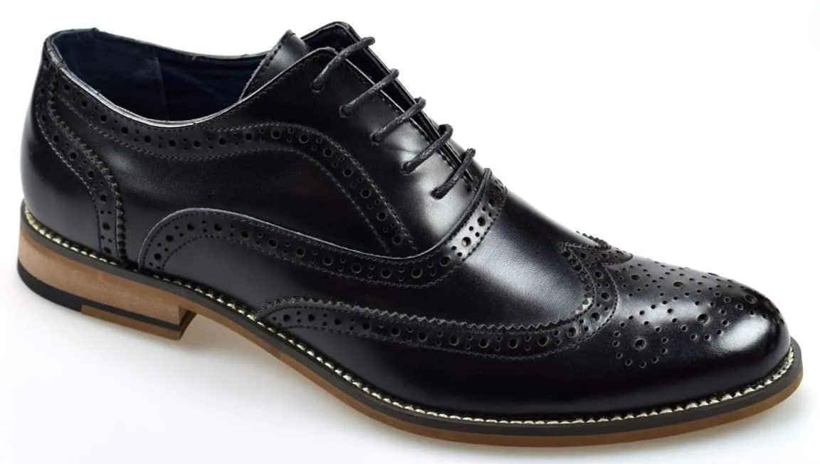 Cavani Black Oxford Brogue Shoes