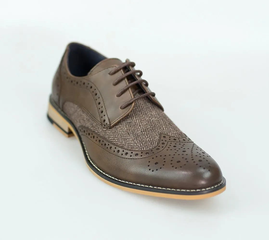 Cavani Horatio Brown Tweed Brogue Shoes - Best Price & Quality Guarantee