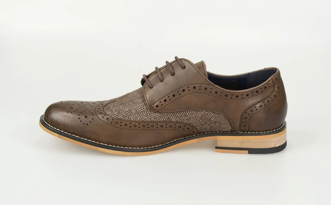 Cavani Horatio Brown Tweed Brogue Shoes - Best Price & Quality Guarantee