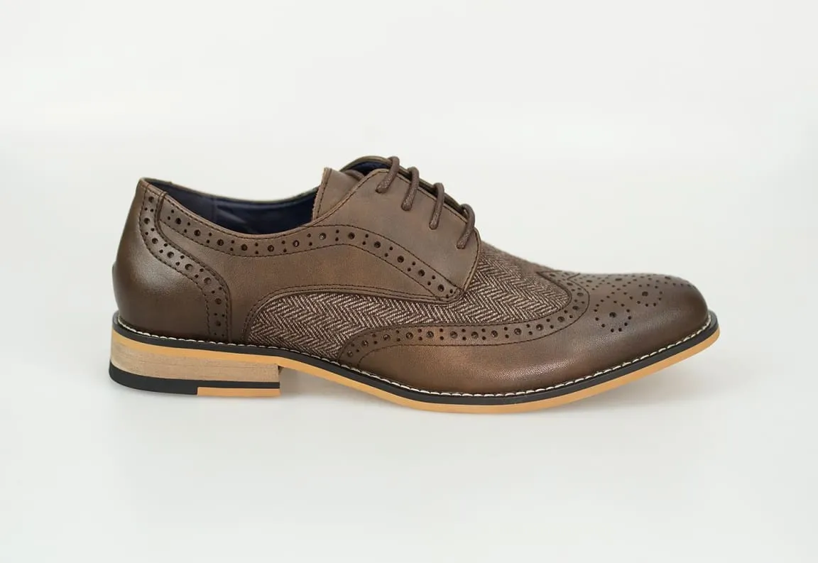 Cavani Horatio Brown Tweed Brogue Shoes - Best Price & Quality Guarantee