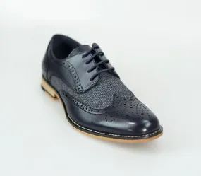 Cavani Navy Tweed Brogue Shoes