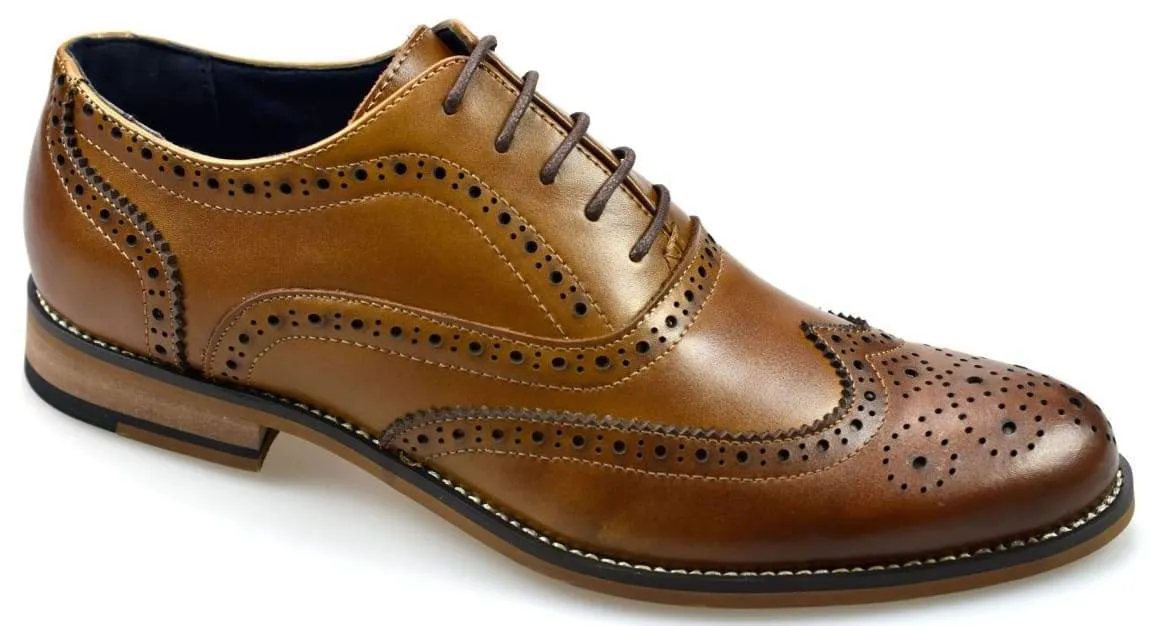 Cavani Tan Brogue Shoes - Men's Oxford