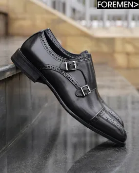 CENTRA Men's Black Double Monkstrap Shoe.