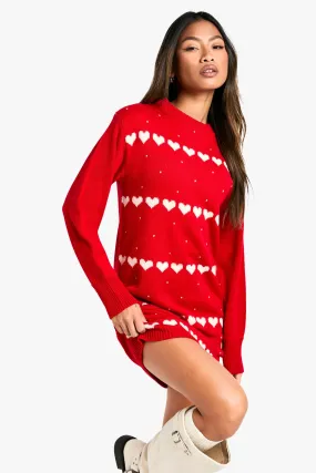 Christmas Hearts Sweater Dress