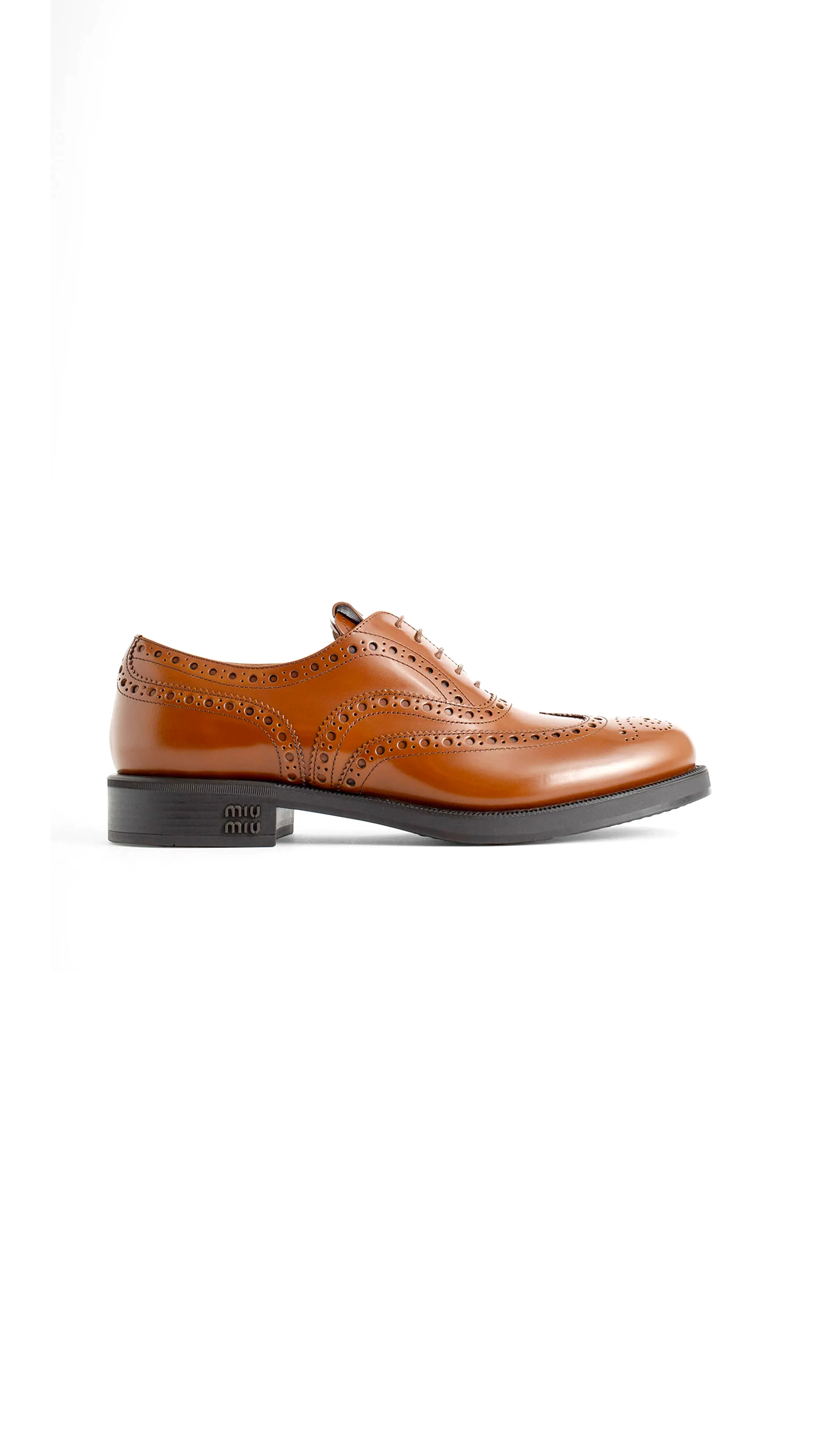 Church's X Miu Miu Leather Oxford Brogues Shoes - Tobacco