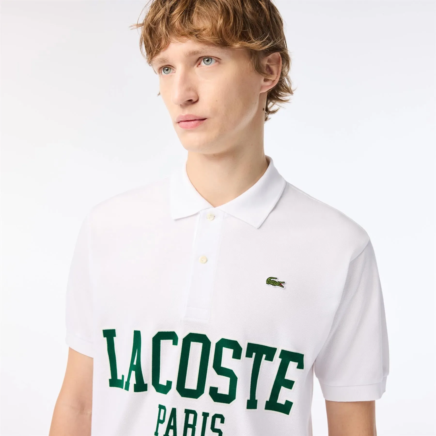 Classic White Cotton Pique Polo SS24 Flocked Fit