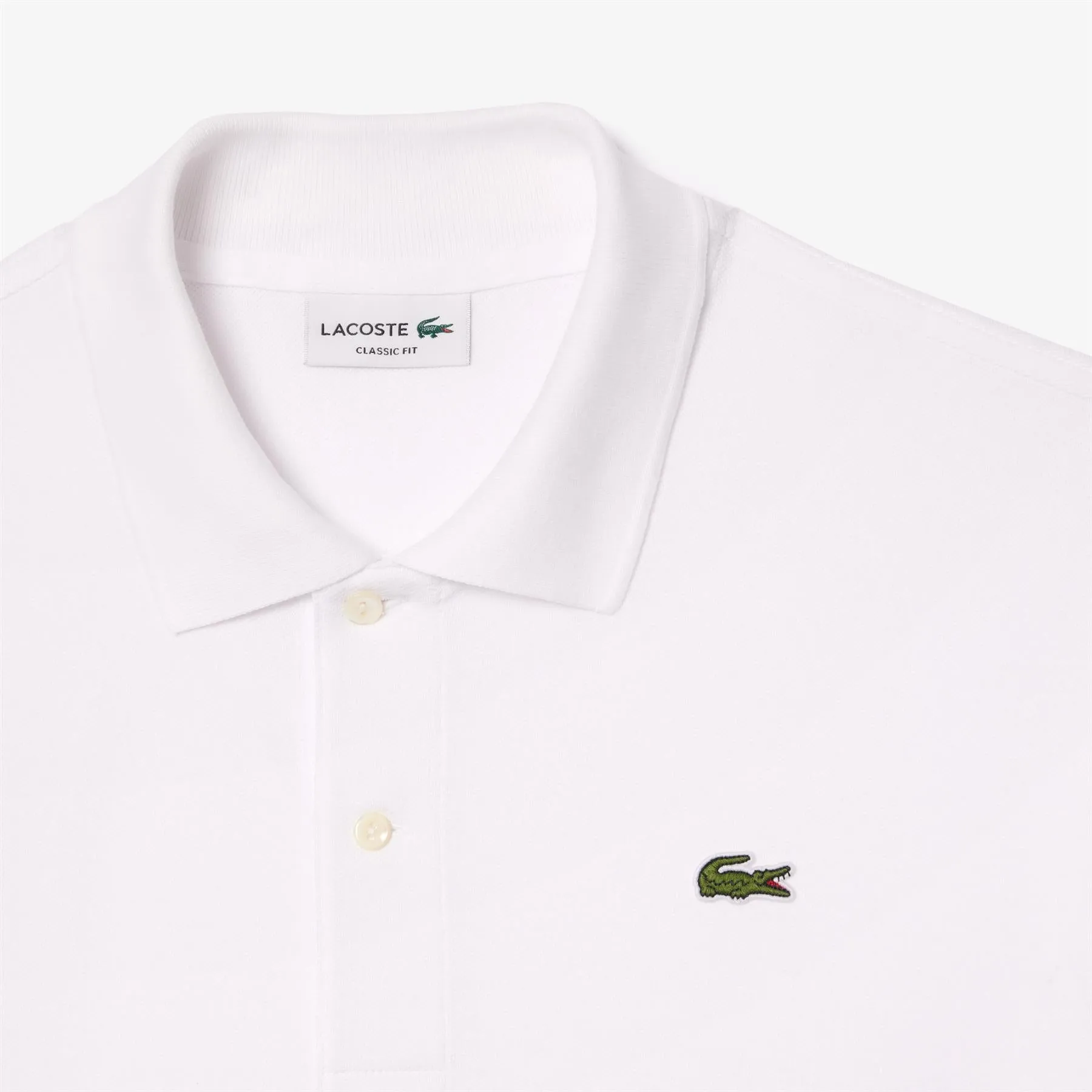 Classic White Cotton Pique Polo SS24 Flocked Fit