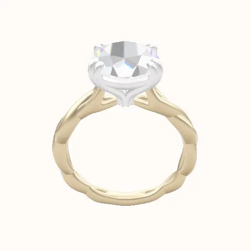 Cobra solitaire Twist Engagement Ring With Double Prongs Head