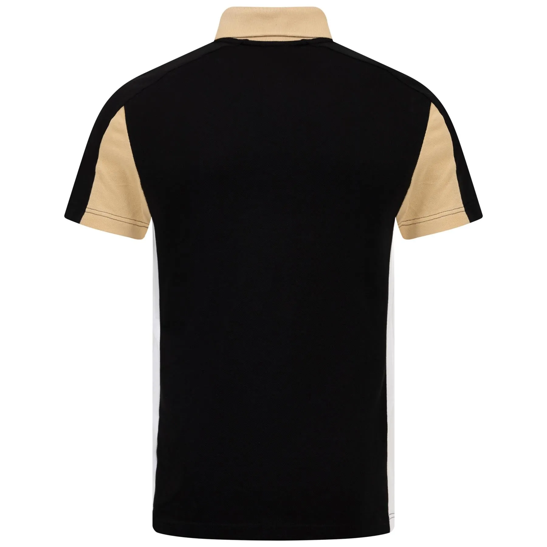 Cotton Pique Regular Fit Colorblock Polo- Black/Beige SS24