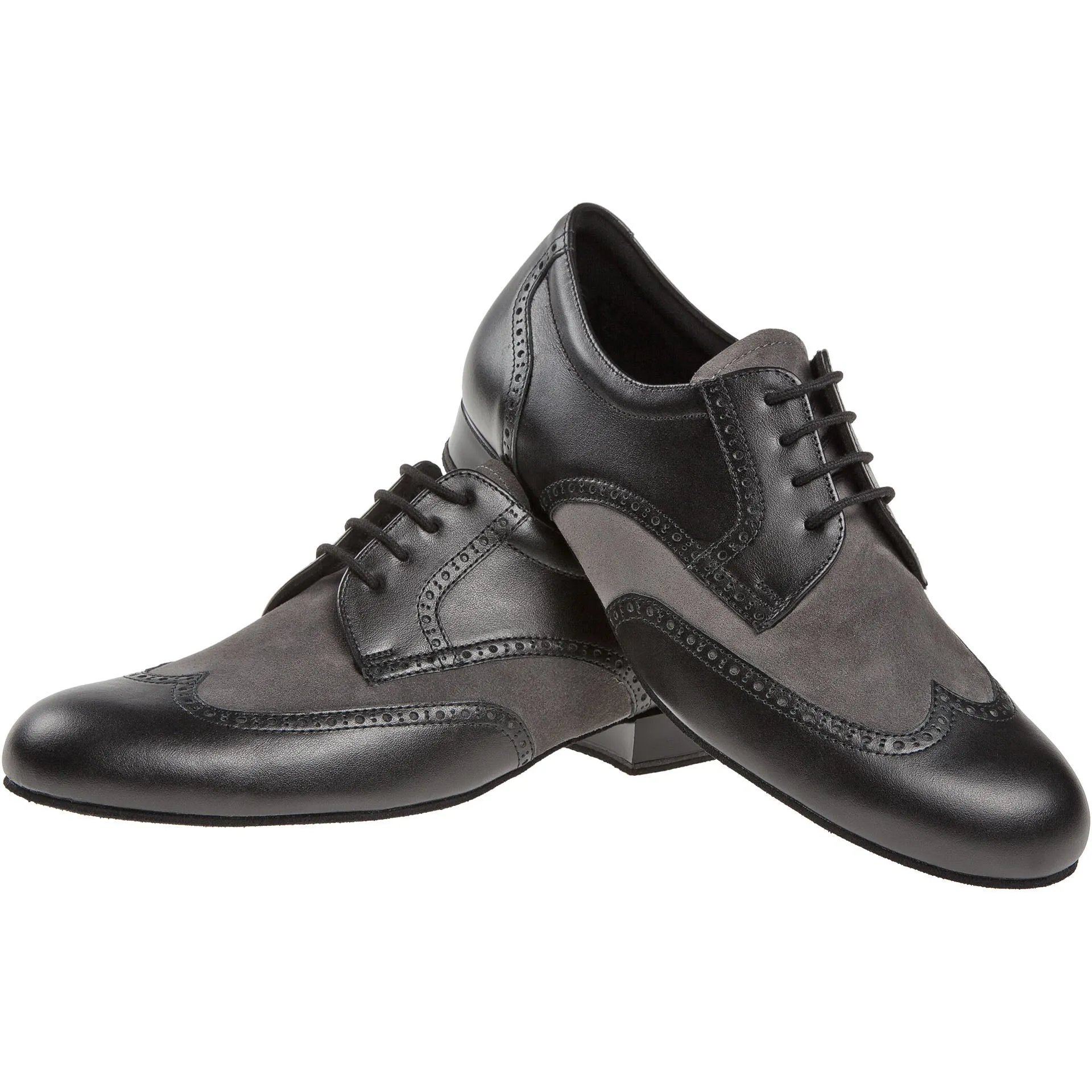 Diamant Black Leather Grey Suede Shoes