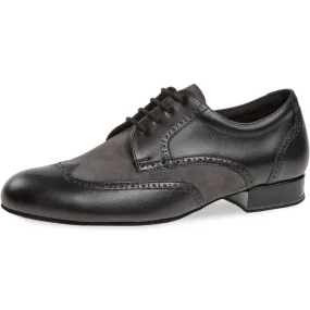 Diamant Black Leather Grey Suede Shoes