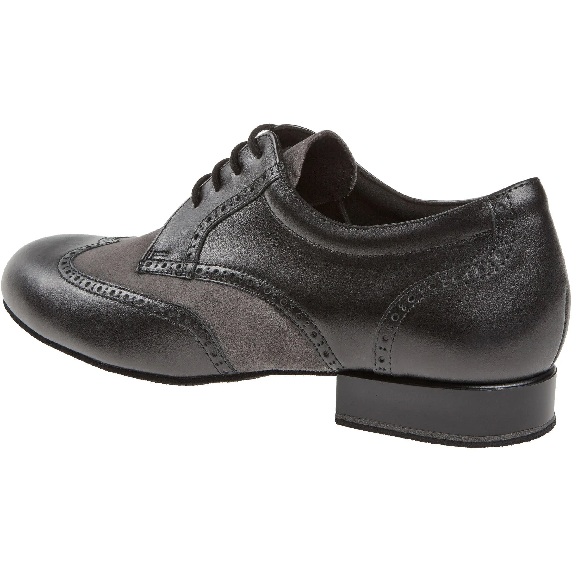 Diamant Black Leather Grey Suede Shoes