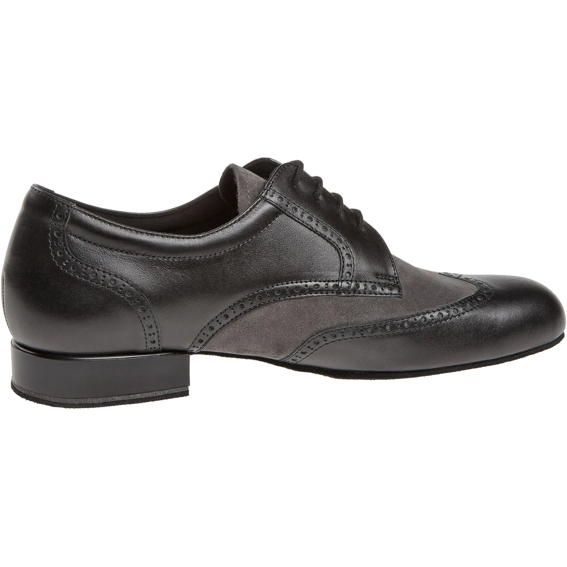 Diamant Black Leather Grey Suede Shoes