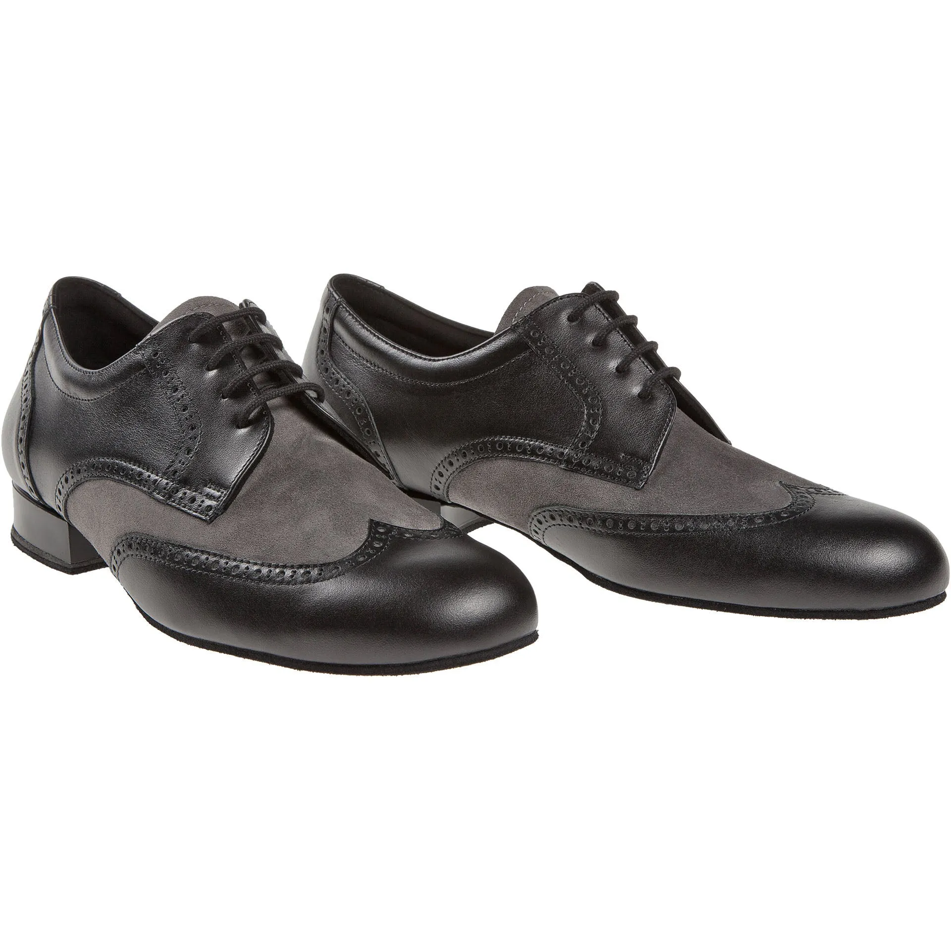 Diamant Black Leather Grey Suede Shoes