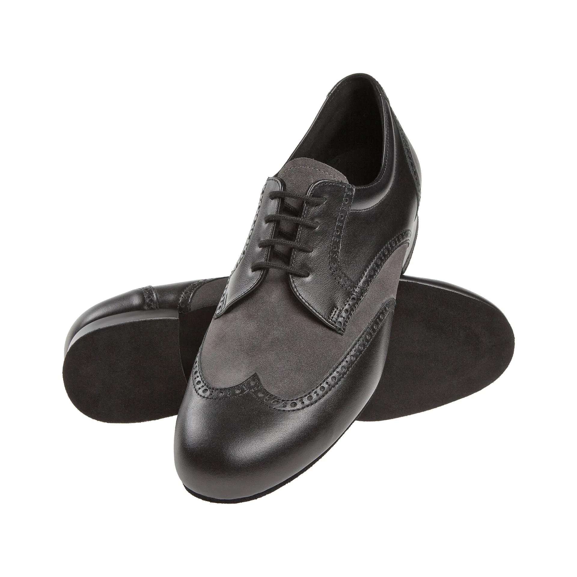 Diamant Black Leather Grey Suede Shoes