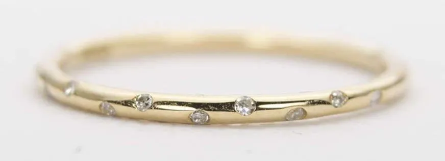 Diamond Sprinkle Full Eternity 14K Gold Wedding Band AD1147