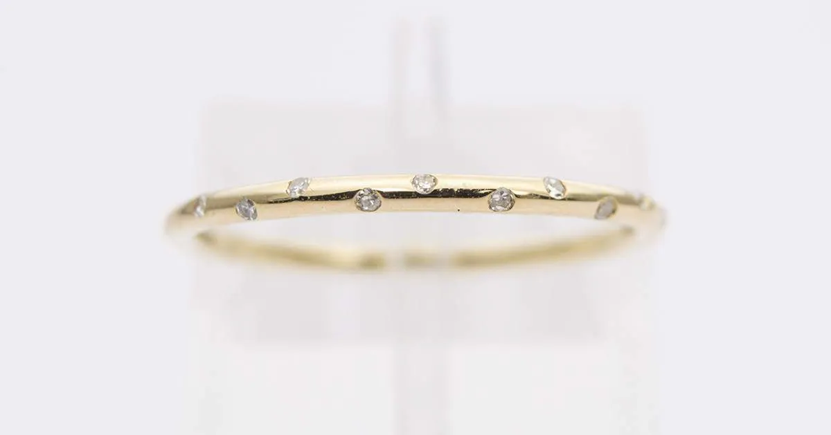 Diamond Sprinkle Full Eternity 14K Gold Wedding Band AD1147