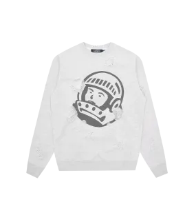 Distressed Astro Logo Crewneck in Heather Grey