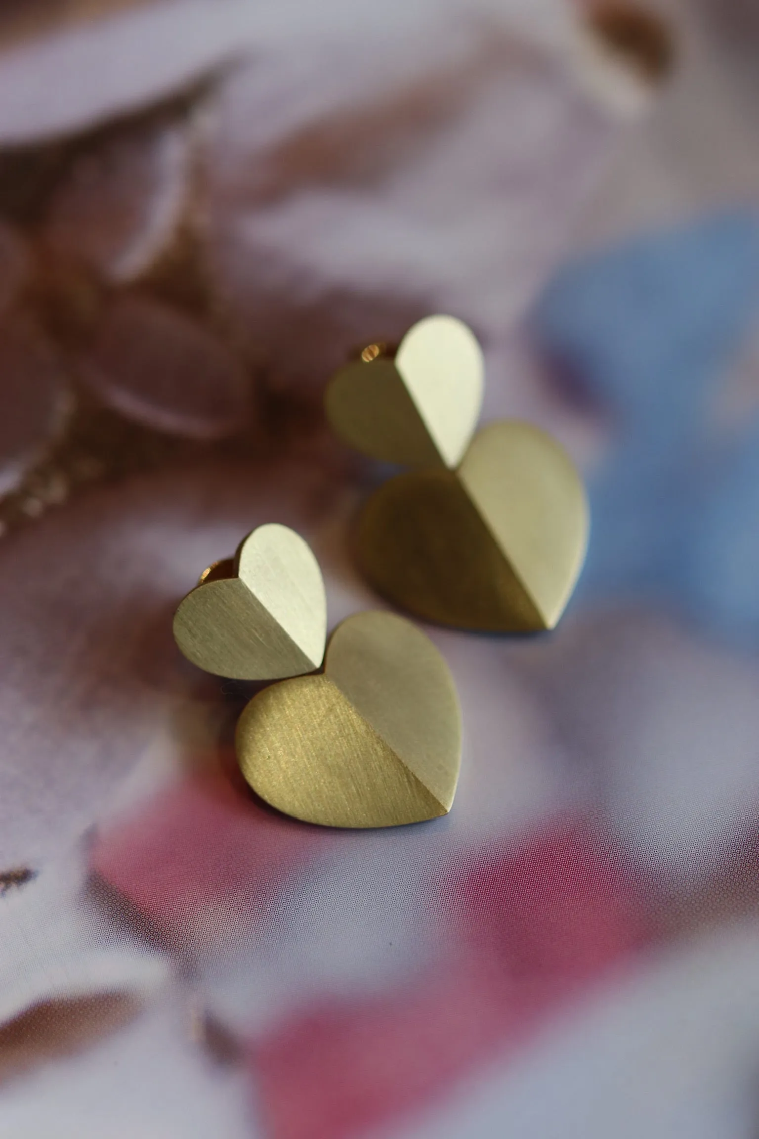 Double Heart Drop Earrings