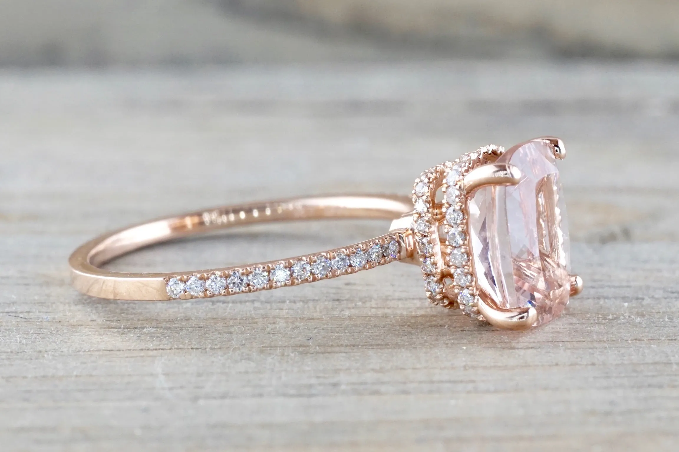 Double Hidden Halo Elongated Cushion Morganite ASPER1430046