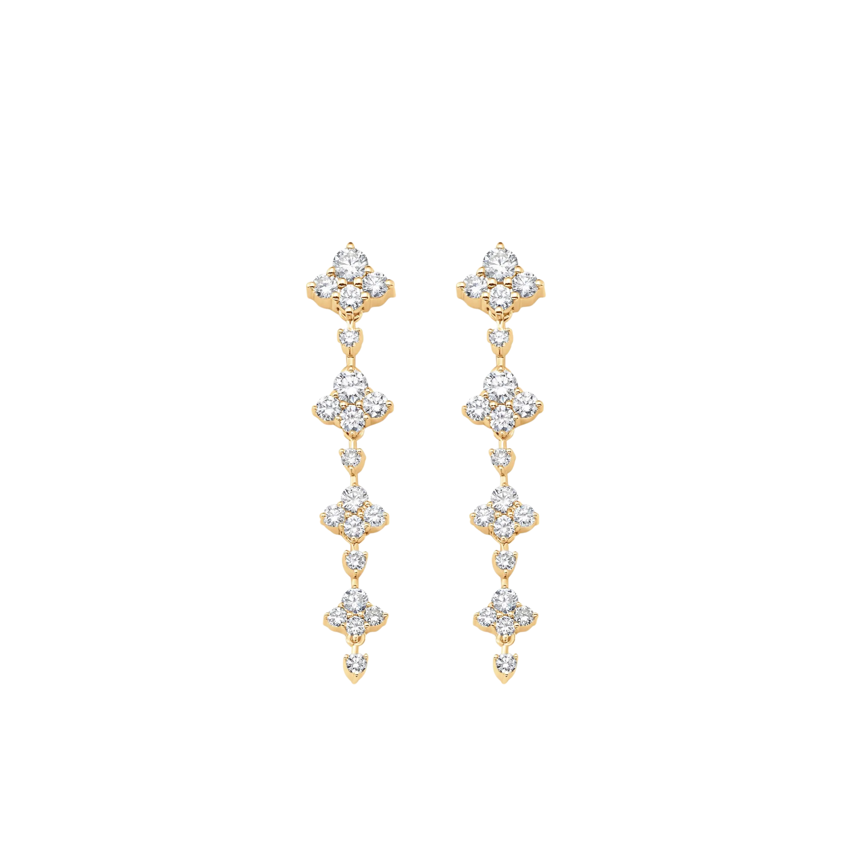 Dujour Gold and Diamond Full Four Diamond Dangle Earrings