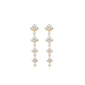 Dujour Gold and Diamond Full Four Diamond Dangle Earrings