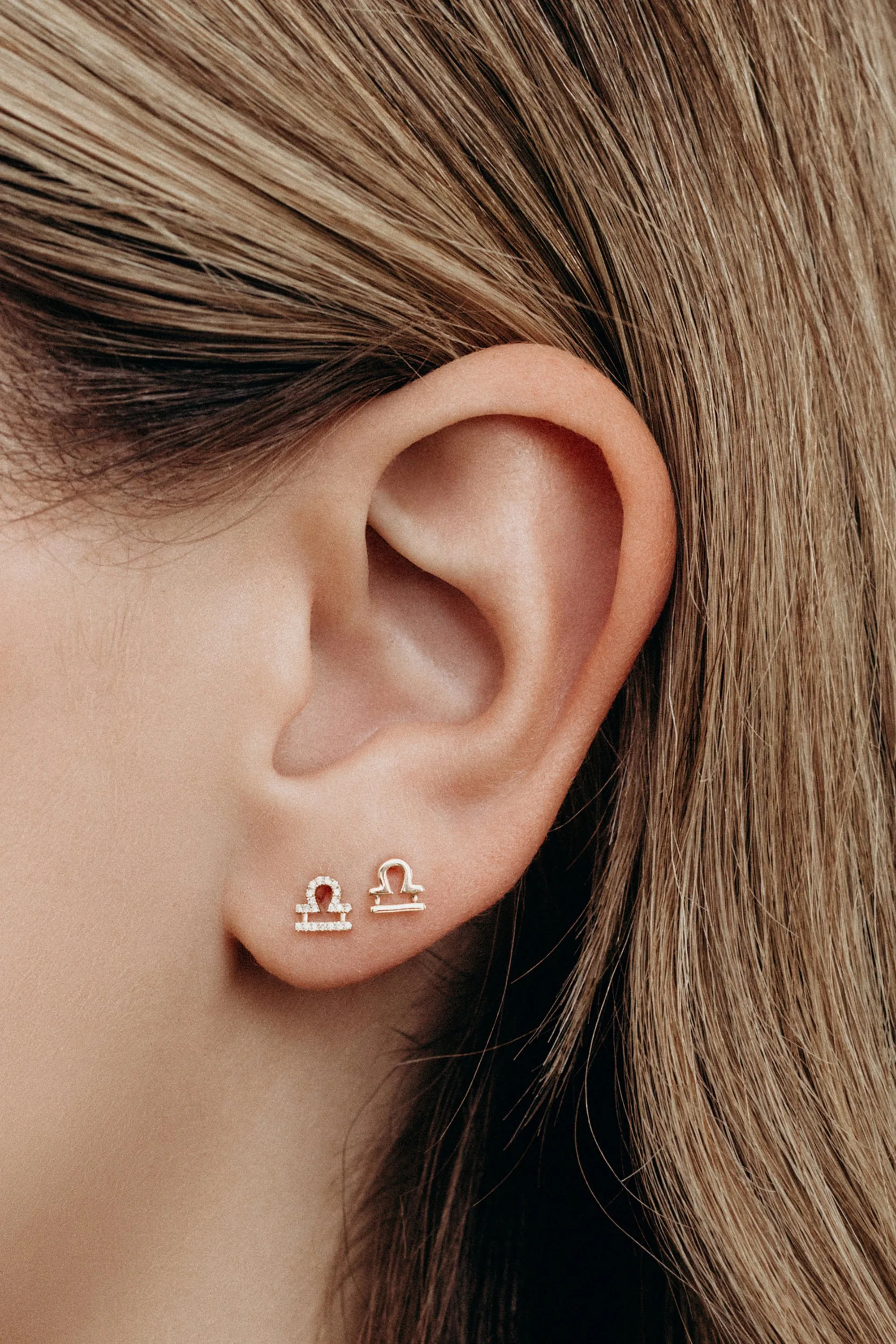 Elegant Diamond Libra Stud Earring