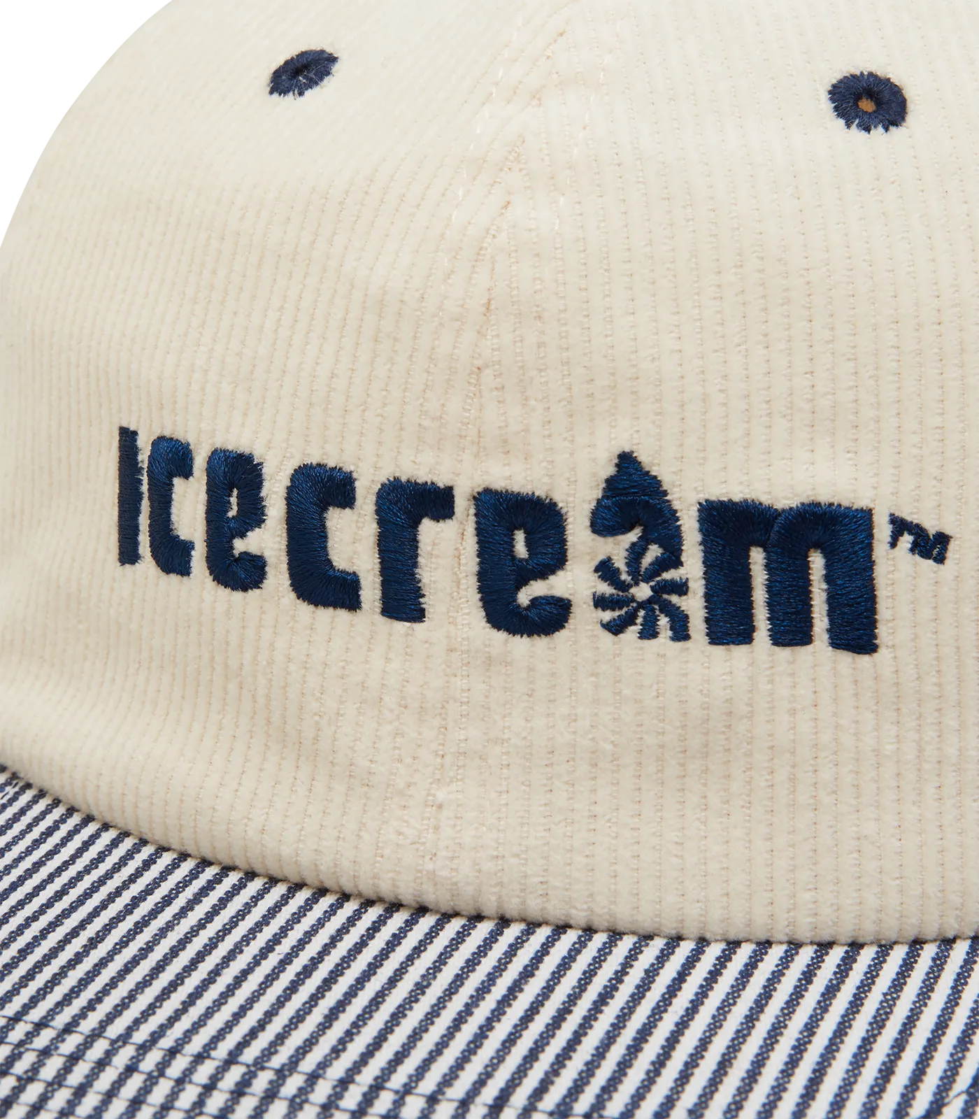 Embroidered Logo Corduroy Hat Ivory