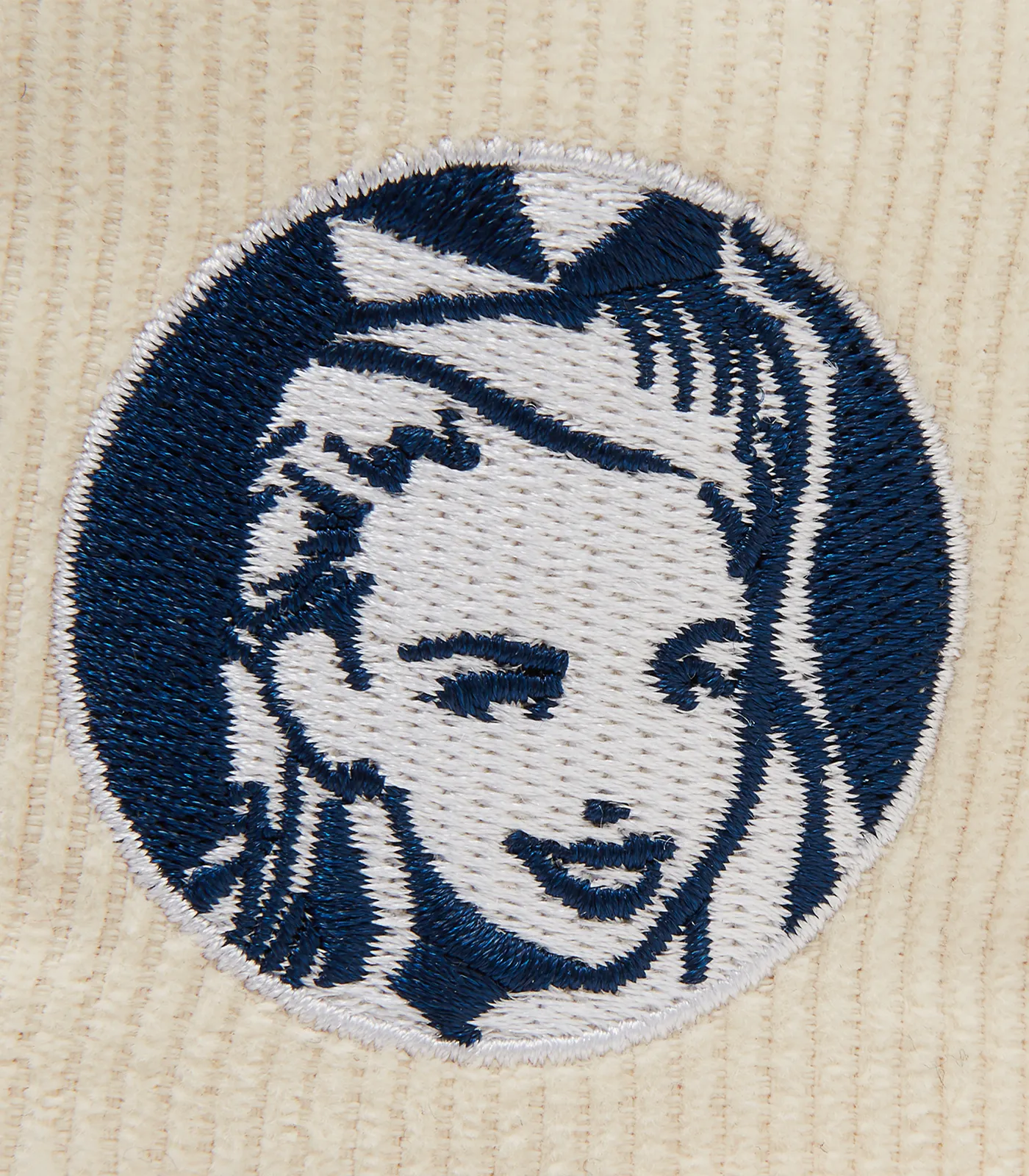 Embroidered Logo Corduroy Hat Ivory