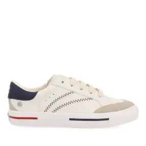 Favaios boys white sneakers with blue topstitching