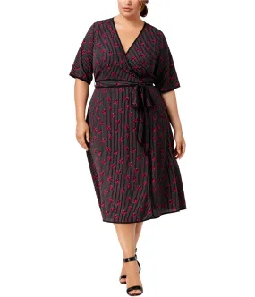 Fox & Royal Womens Striped Floral Wrap Dress