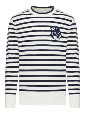 Fox Head Intarsia Striped Jumper