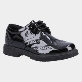 Girls Black Strap Sally Laced Brogue School Shoes