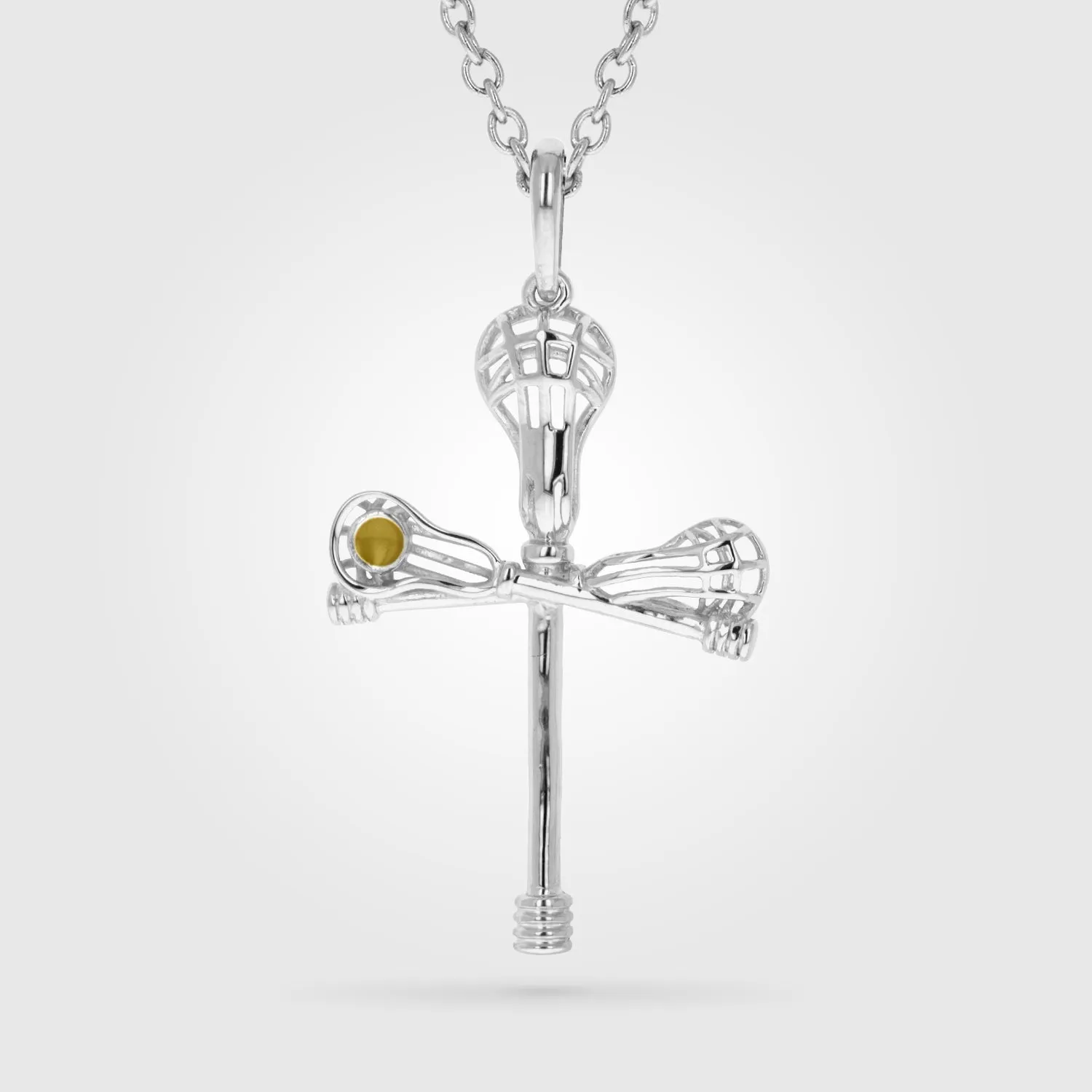 Gold Cross Check Lacrosse Pendant