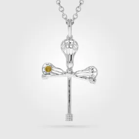 Gold Cross Check Lacrosse Pendant