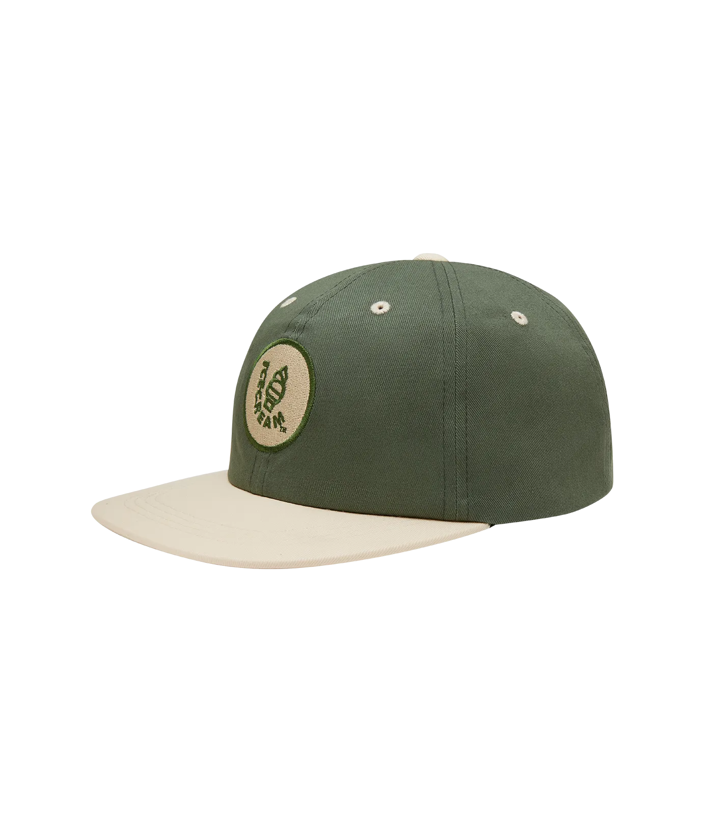 Green and Ivory Embroidered Logo Cap