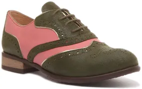 Green soft leather brogue shoes 