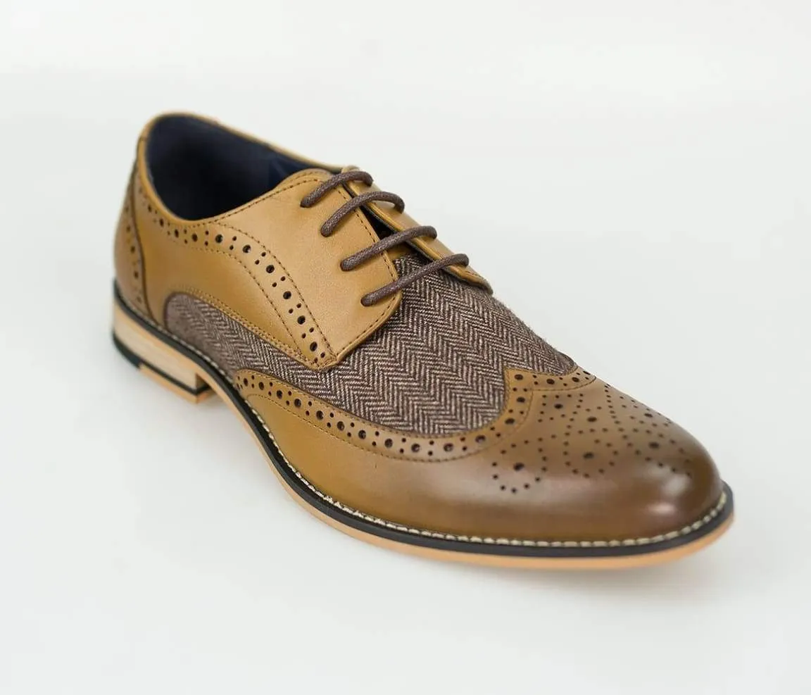 Horatio Tan Tweed Brogue Shoes - Buy Now