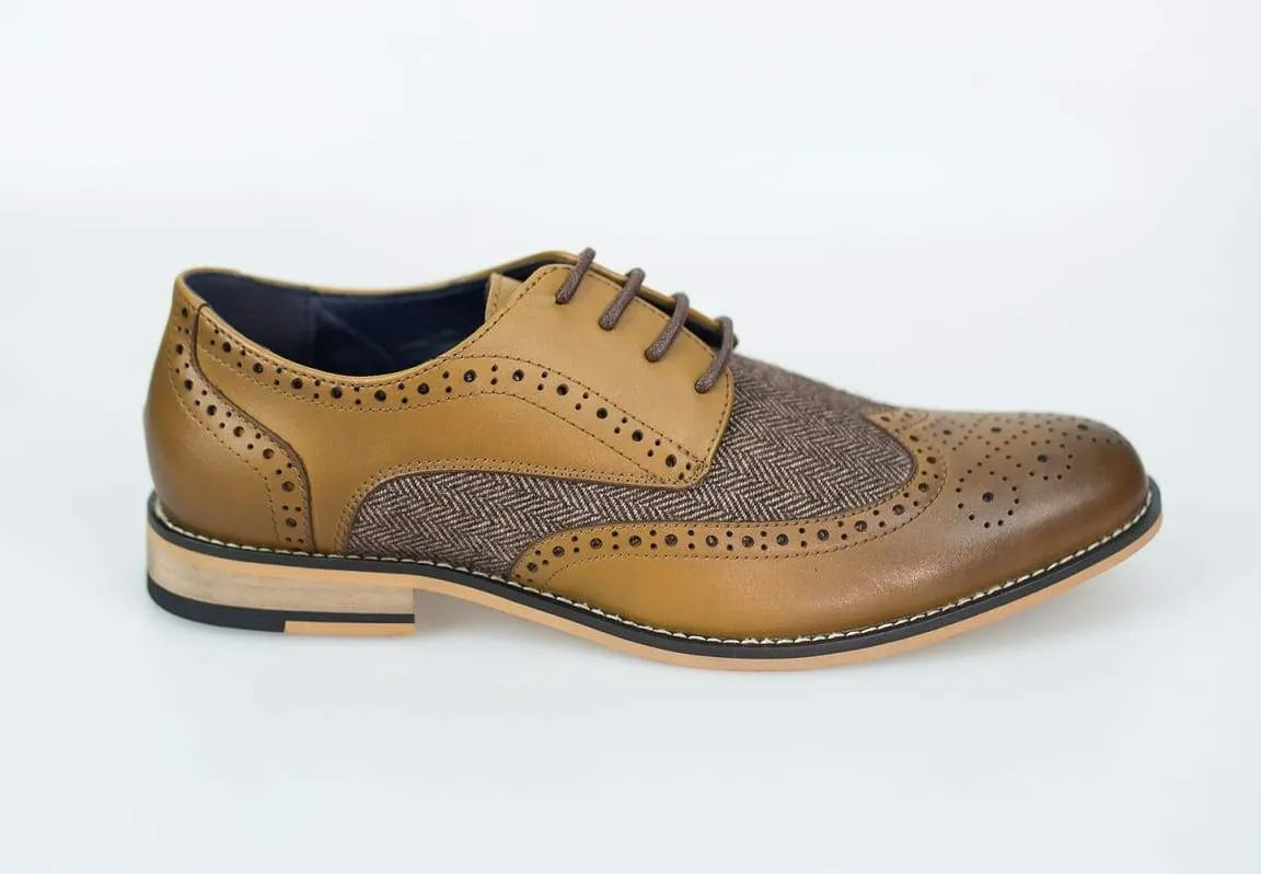 Horatio Tan Tweed Brogue Shoes - Buy Now