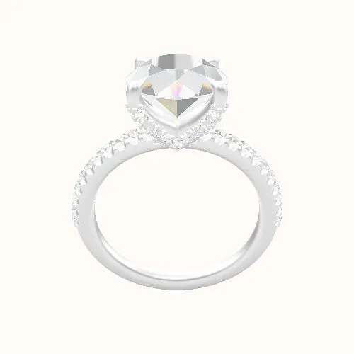 illusion Pave Engagement Ring With Double Pave V Prong Head