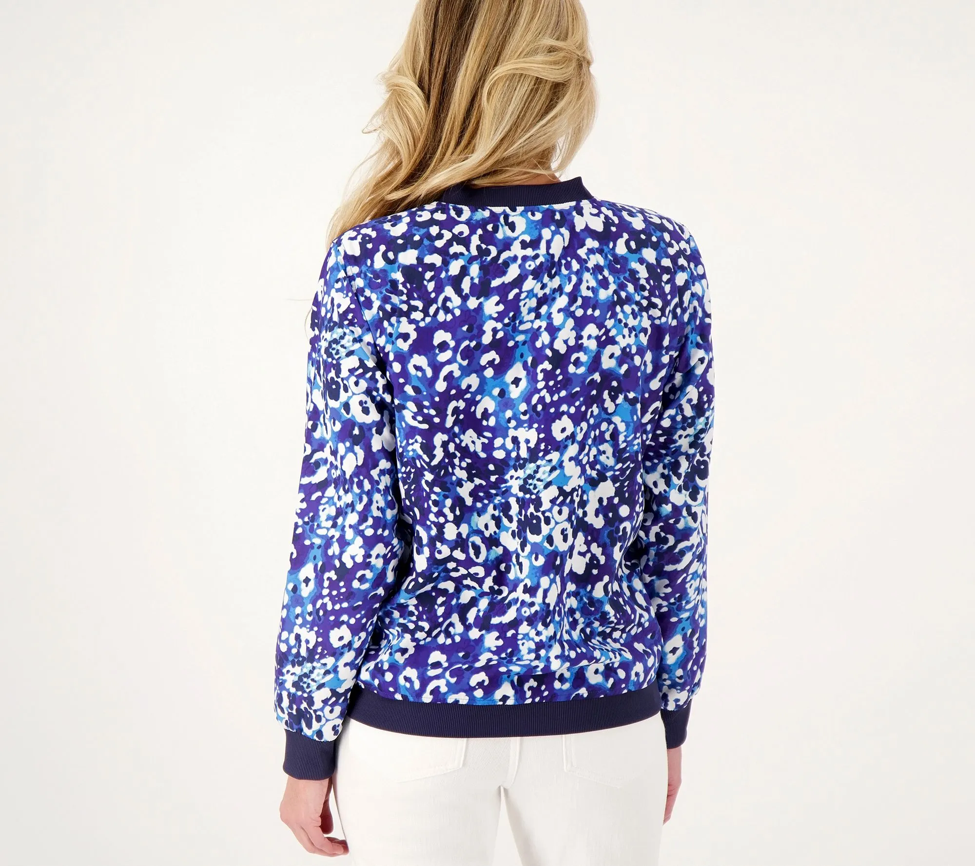 Isaac Mizrahi Live! Soho Sueded Nylon Printed Jacket