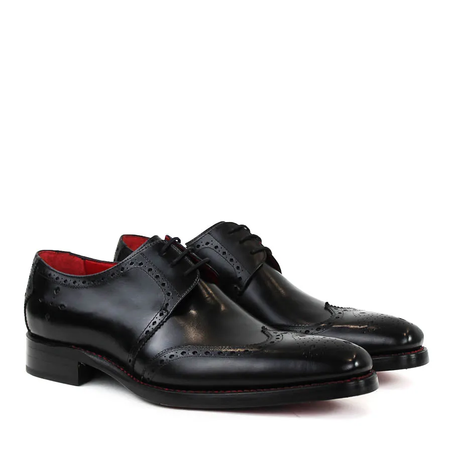 Jeffery West Black Bay Dexter Semi Brogue Derby Shoes