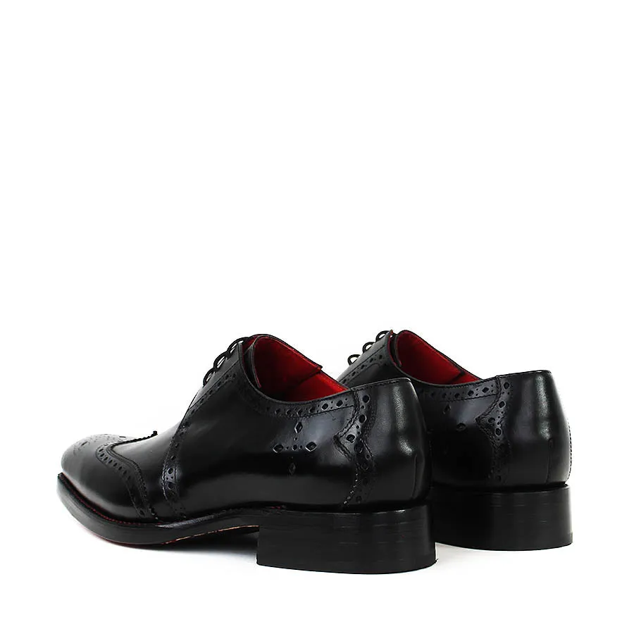 Jeffery West Black Bay Dexter Semi Brogue Derby Shoes