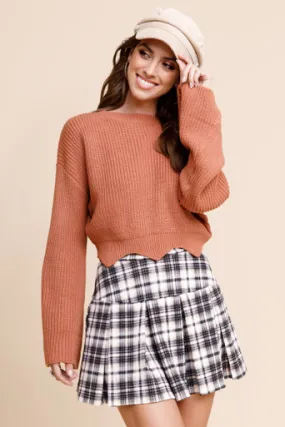 Julie Scalloped Crop Sweater