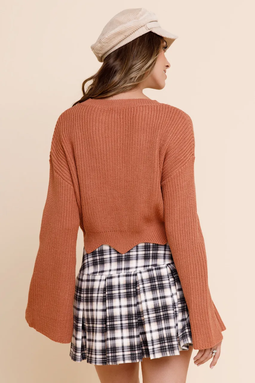 Julie Scalloped Crop Sweater