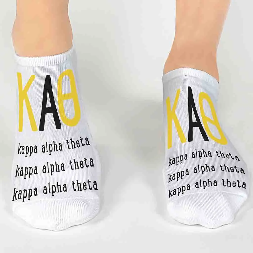 Kappa Alpha Theta Sorority No Show Socks with Large Greek Letters