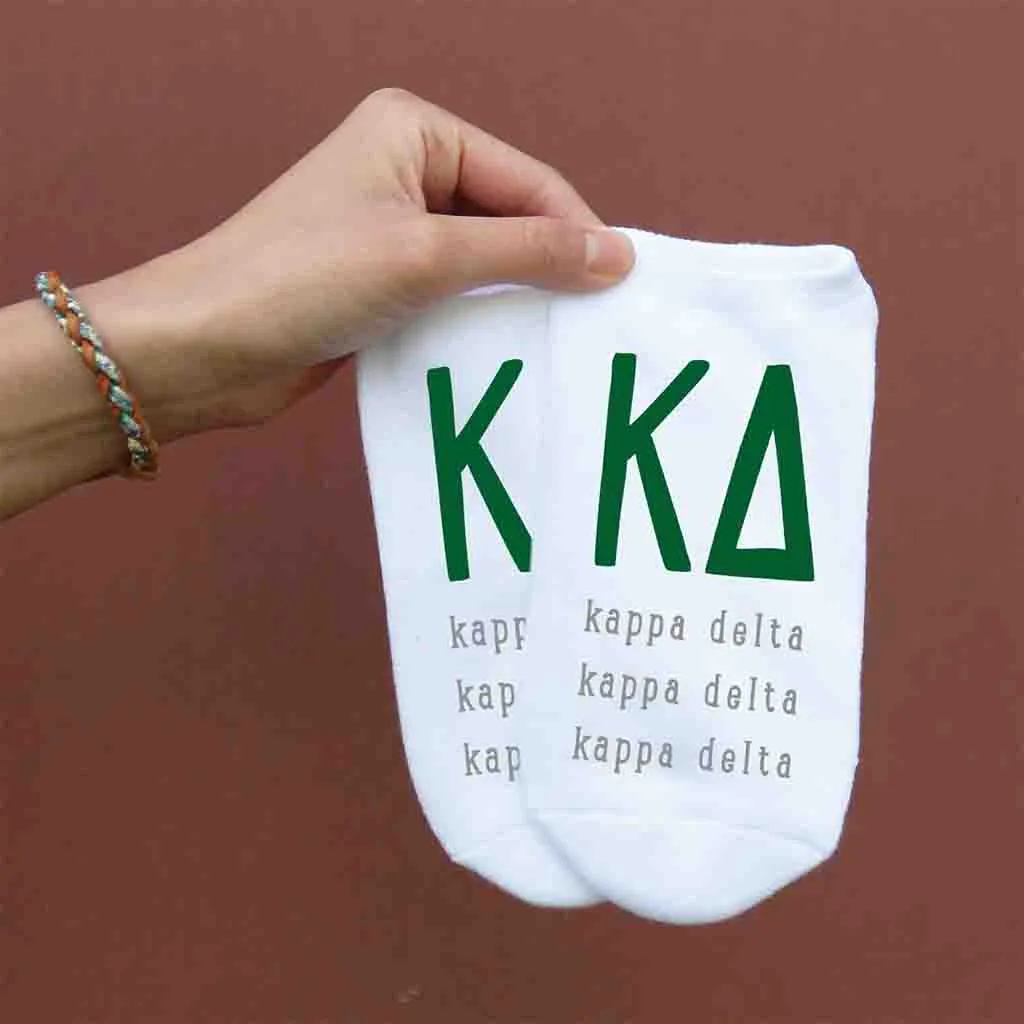 Kappa Delta Greek Letter No Show Socks